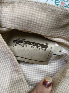 Cream Check Full Sleeves Used Shirt In Xl Size