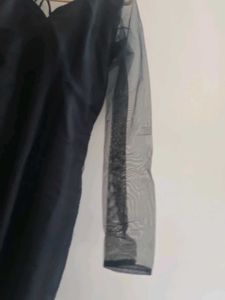 Black Long Kurti With Net Slevees