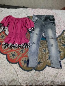 Women Top And Jeans Set