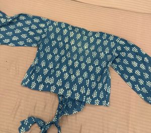Block Print Wrap Top - Free Size 💙