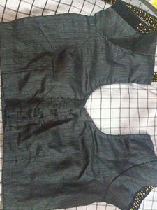 Silver Black Check Pattern Georgette Saree