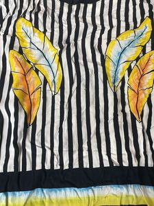 Striped Leaf Print Top