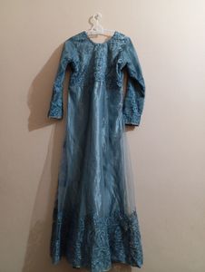 Beautiful Grey Gown And Dupatta