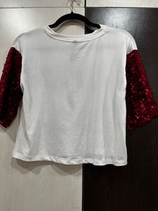 Modarapido White Printed Sequins Top