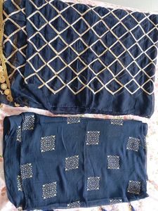 Navy &amp; Gold Dupatta Set