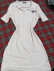 Cute White Knit Mini Dress