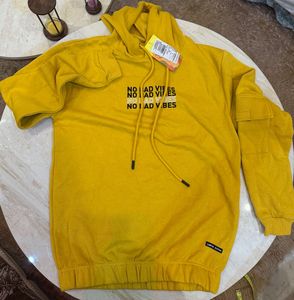 campus sutra Yellow 'No Bad Vibes' Hoodie