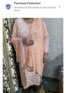 Peach silk cotton Kurta Set with Dupatta 3xl