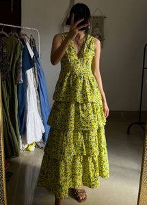 Spring Aurora Bright Yellow Ruffle MAXI