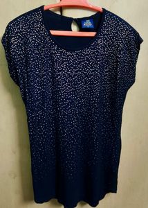 Navy Blue Patterned Top