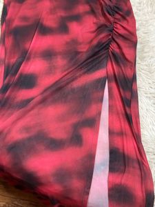 Red &amp; Black Tie-Dye Ruched Mini Dress