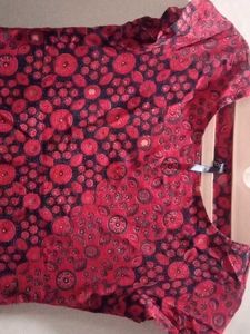 Blue Red Printed Kurti