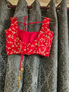 Sleeves Less Red Padded Blouse