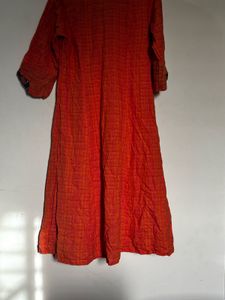 Orange Embroidered Kurta - Size: S