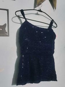 Sparkly Navy Peplum Tank