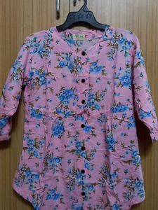Floral Print Beautiful Pink Top For Woman
