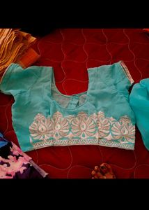 Georgette Embroidery Saree With Stitch Blouse