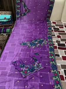 Embroidered Purple saree