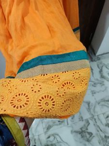 Orange Embroidered Kurta