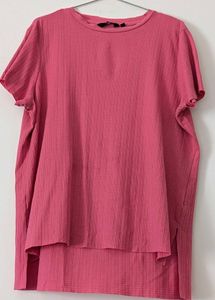 Pink Ribbed Texture Top