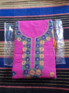 Pink Embroidered Dress Material