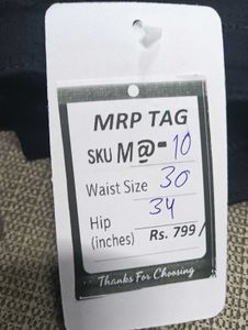 M@10 Size-30 Black Wide Leg Cargo Pants