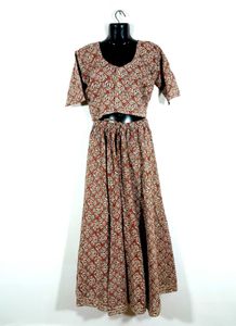 Rust Printed Co-ords Set For Women's