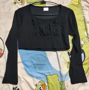 Full Sleeves Crop Top Cute Look