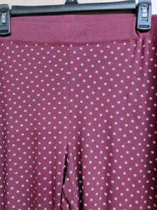 Maroon Polk Dot Jegging/ Yoga Pants