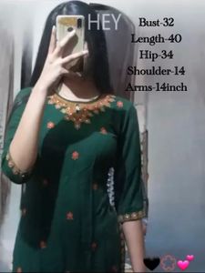 Emerald Green Embroidered Kurti