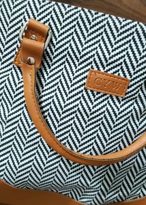 Black Chevron Printed Hand Bag