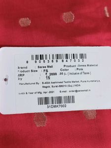 Women Saree Mall Silk Blend Zari Pink Suit Fabric