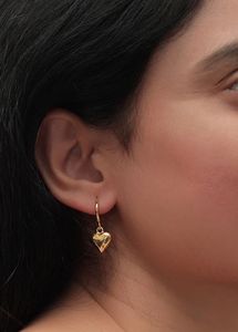 Gold Heart Drop Earrings