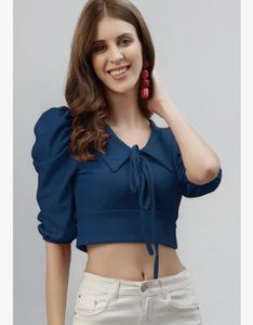Stylish Blue Puff Sleeve Top