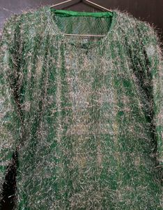 Green Georgette Kurti with Shimmery Work 🤩
