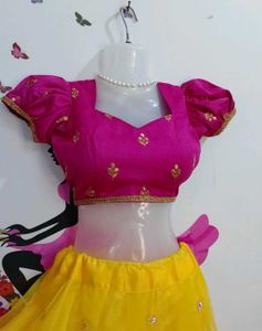 Pink Yellow Flowers Lehnga 🪄