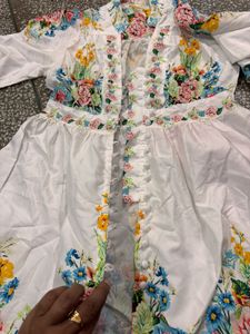 Floral Print White Dress
