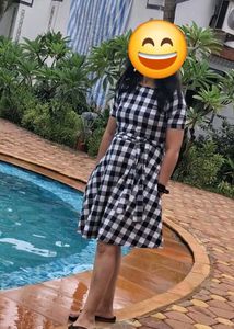 New Checkered Black & White Dress