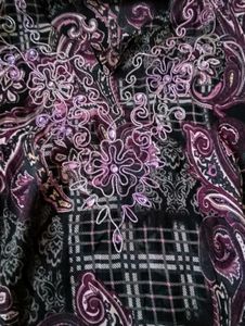 Y2k Checkered Paisley Mesh Embroided Kurti