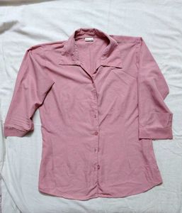 Pink 3/4 Sleeve Button-Down Shirt