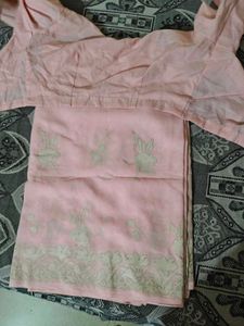 Pink Saree With Blouse