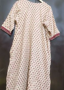 Nude Color Kurta Maroon Floral Print For 48 Bust