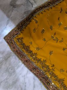 Vintage Mustard Heavy Work Saree