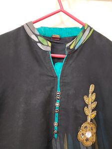 Green And Black Colour Kurti