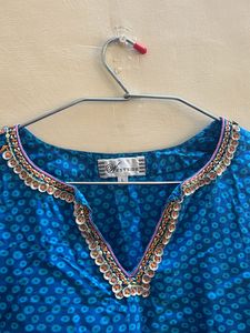 Westside Blue Green Kurti with Embroidery