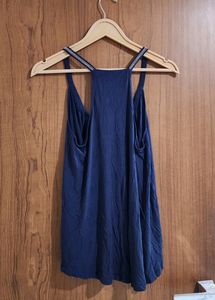 Sleeveless Party Wear Blue Top