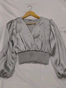 Silver Metallic Crop Top