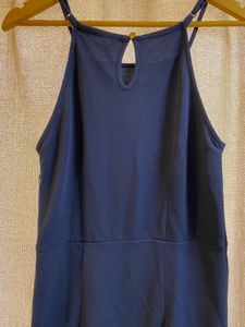 (Navy Blue)Halter Neck Bodycon Dress With Side Slit
