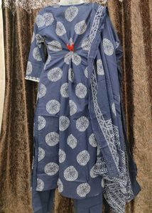 Elegant Blue Printed Kurta Set