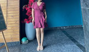 Burgundy Wrap Mini Dress